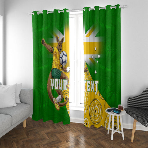 Personalized Australia Soccer Kangaroo Window Curtain Aussie Football Mascot Dynamic Sports Graphic