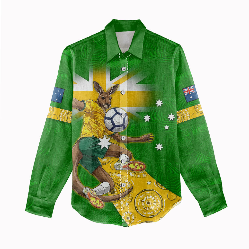 Personalized Australia Soccer Kangaroo Women Casual Shirt Aussie Football Mascot Dynamic Sports Graphic