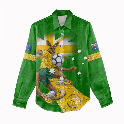 Personalized Australia Soccer Kangaroo Women Casual Shirt Aussie Football Mascot Dynamic Sports Graphic