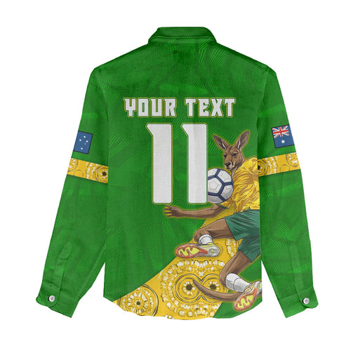 Personalized Australia Soccer Kangaroo Women Casual Shirt Aussie Football Mascot Dynamic Sports Graphic