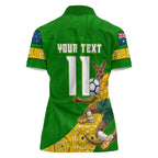 Personalized Australia Soccer Kangaroo Women Polo Shirt Aussie Football Mascot Dynamic Sports Graphic