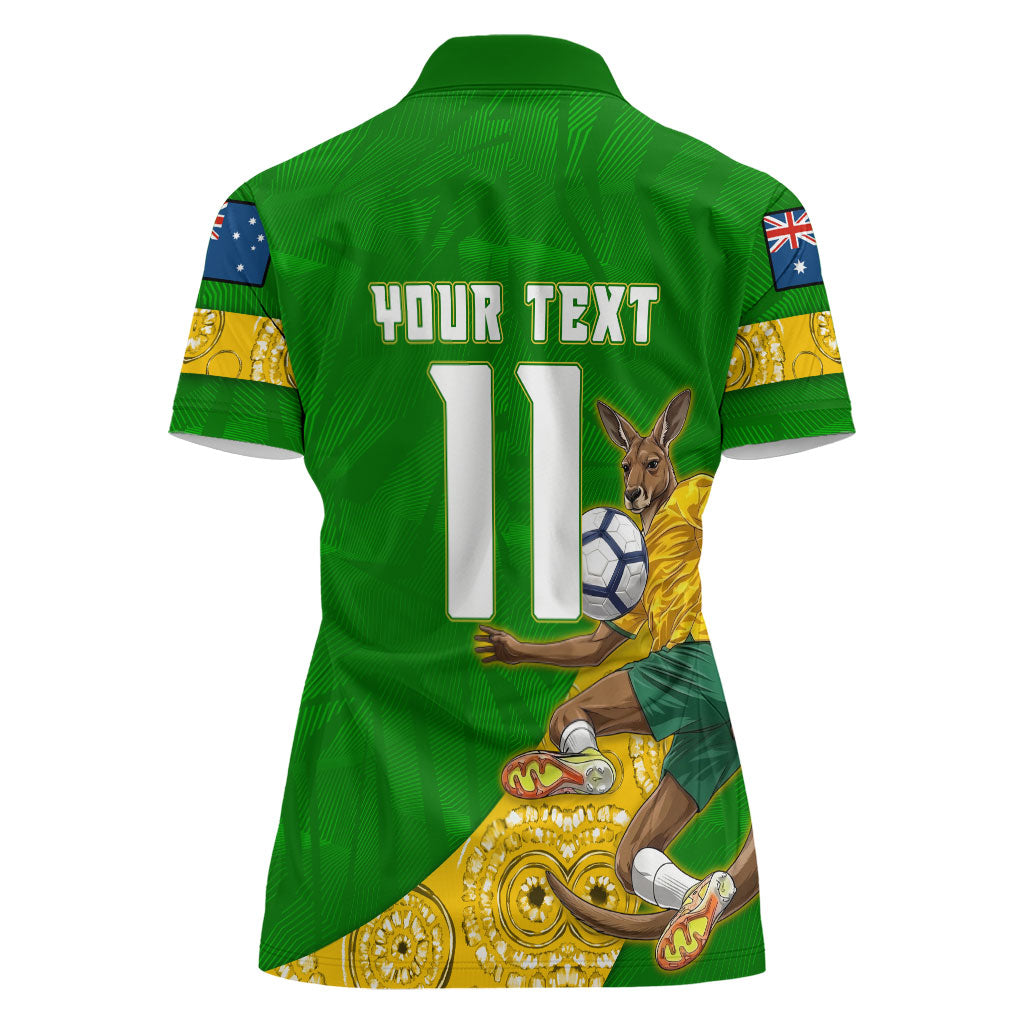 Personalized Australia Soccer Kangaroo Women Polo Shirt Aussie Football Mascot Dynamic Sports Graphic
