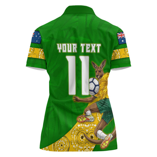 Personalized Australia Soccer Kangaroo Women Polo Shirt Aussie Football Mascot Dynamic Sports Graphic