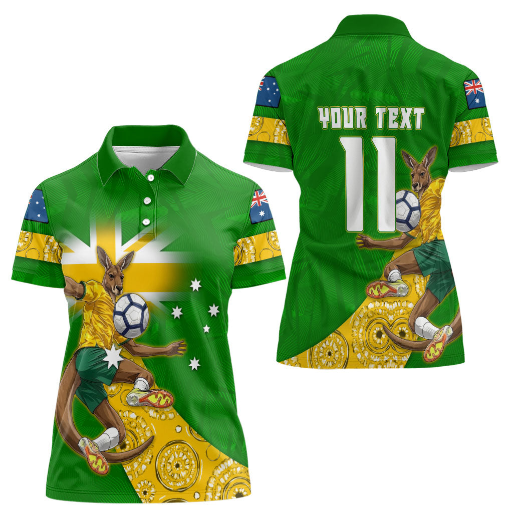 Personalized Australia Soccer Kangaroo Women Polo Shirt Aussie Football Mascot Dynamic Sports Graphic