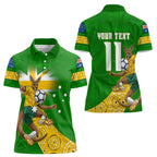 Personalized Australia Soccer Kangaroo Women Polo Shirt Aussie Football Mascot Dynamic Sports Graphic