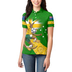 Personalized Australia Soccer Kangaroo Women Polo Shirt Aussie Football Mascot Dynamic Sports Graphic