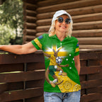 Personalized Australia Soccer Kangaroo Women Polo Shirt Aussie Football Mascot Dynamic Sports Graphic