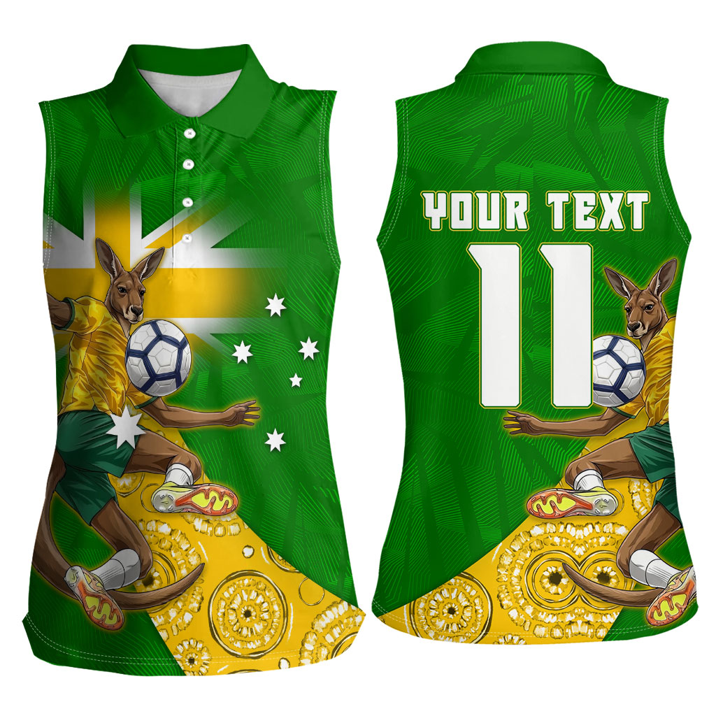 Personalized Australia Soccer Kangaroo Women Sleeveless Polo Shirt Aussie Football Mascot Dynamic Sports Graphic