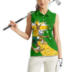Personalized Australia Soccer Kangaroo Women Sleeveless Polo Shirt Aussie Football Mascot Dynamic Sports Graphic