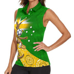Personalized Australia Soccer Kangaroo Women Sleeveless Polo Shirt Aussie Football Mascot Dynamic Sports Graphic
