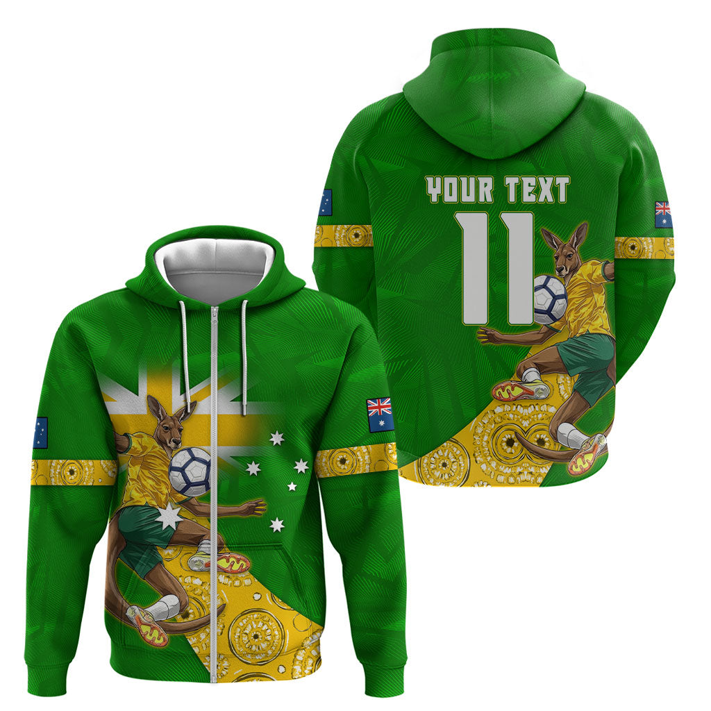 Personalized Australia Soccer Kangaroo Zip Hoodie Aussie Football Mascot Dynamic Sports Graphic