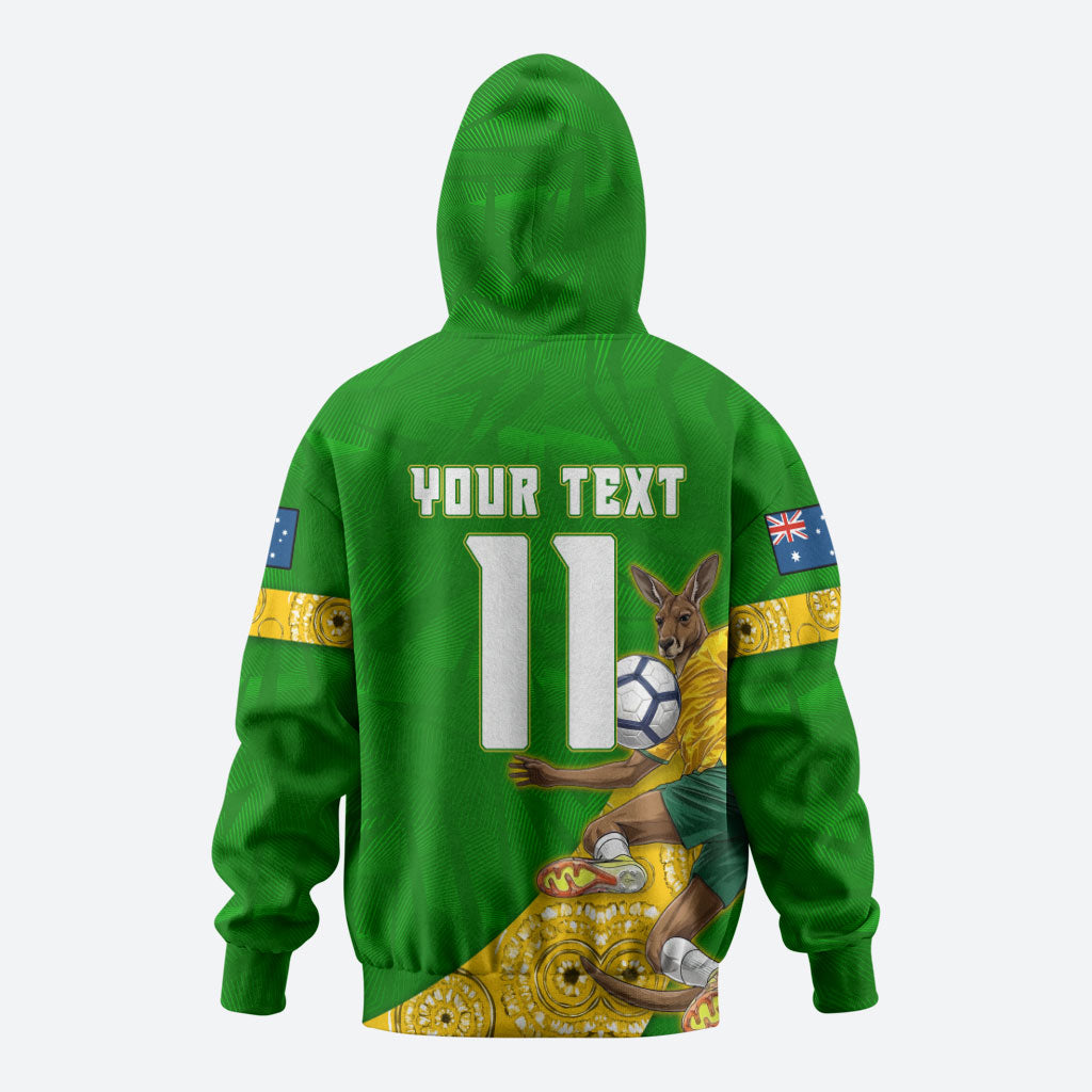 Personalized Australia Soccer Kangaroo Zip Hoodie Aussie Football Mascot Dynamic Sports Graphic