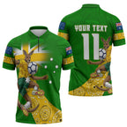 Personalized Australia Soccer Kangaroo Zipper Polo Shirt Aussie Football Mascot Dynamic Sports Graphic