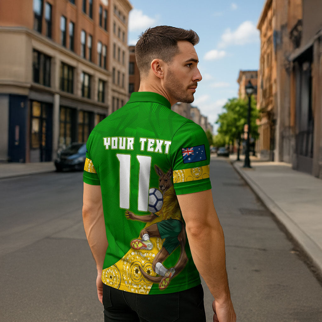 Personalized Australia Soccer Kangaroo Zipper Polo Shirt Aussie Football Mascot Dynamic Sports Graphic