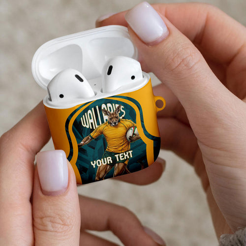 Personalized Wallabies Rugby AirPods Case Australian Wallaby Kangaroo Team Graphic