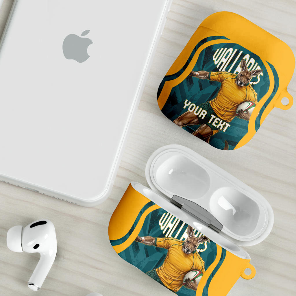 Personalized Wallabies Rugby AirPods Case Australian Wallaby Kangaroo Team Graphic