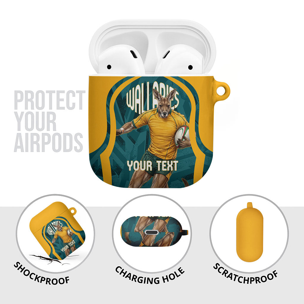 Personalized Wallabies Rugby AirPods Case Australian Wallaby Kangaroo Team Graphic