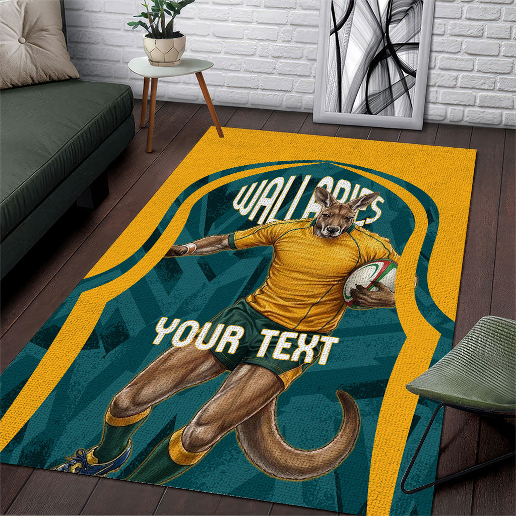 Personalized Wallabies Rugby Area Rug Australian Wallaby Kangaroo Team Graphic