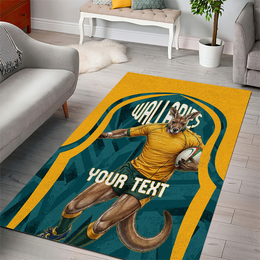 Personalized Wallabies Rugby Area Rug Australian Wallaby Kangaroo Team Graphic