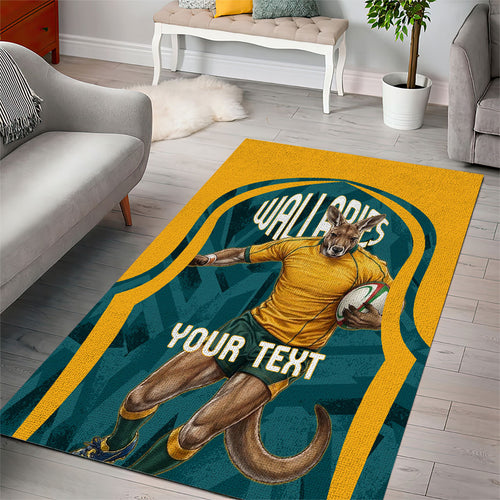 Personalized Wallabies Rugby Area Rug Australian Wallaby Kangaroo Team Graphic