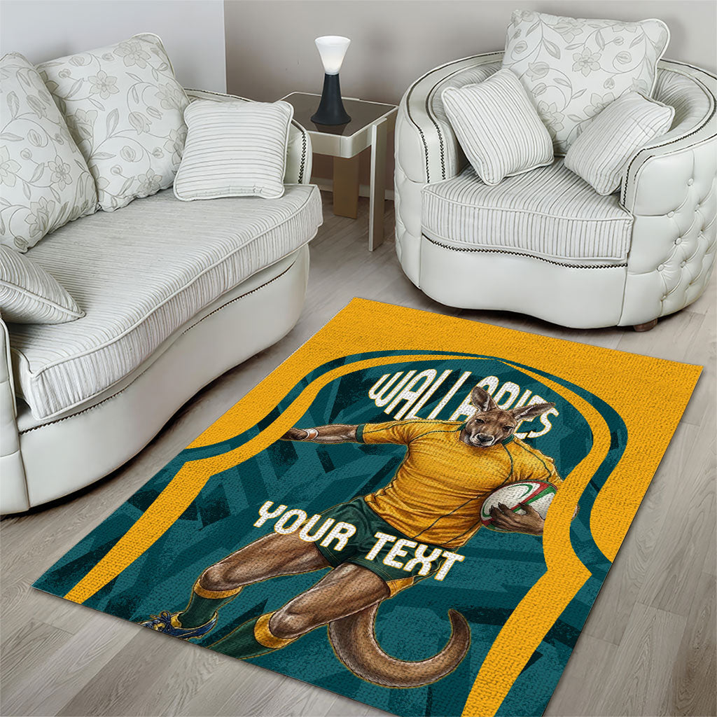 Personalized Wallabies Rugby Area Rug Australian Wallaby Kangaroo Team Graphic