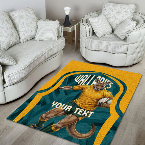 Personalized Wallabies Rugby Area Rug Australian Wallaby Kangaroo Team Graphic