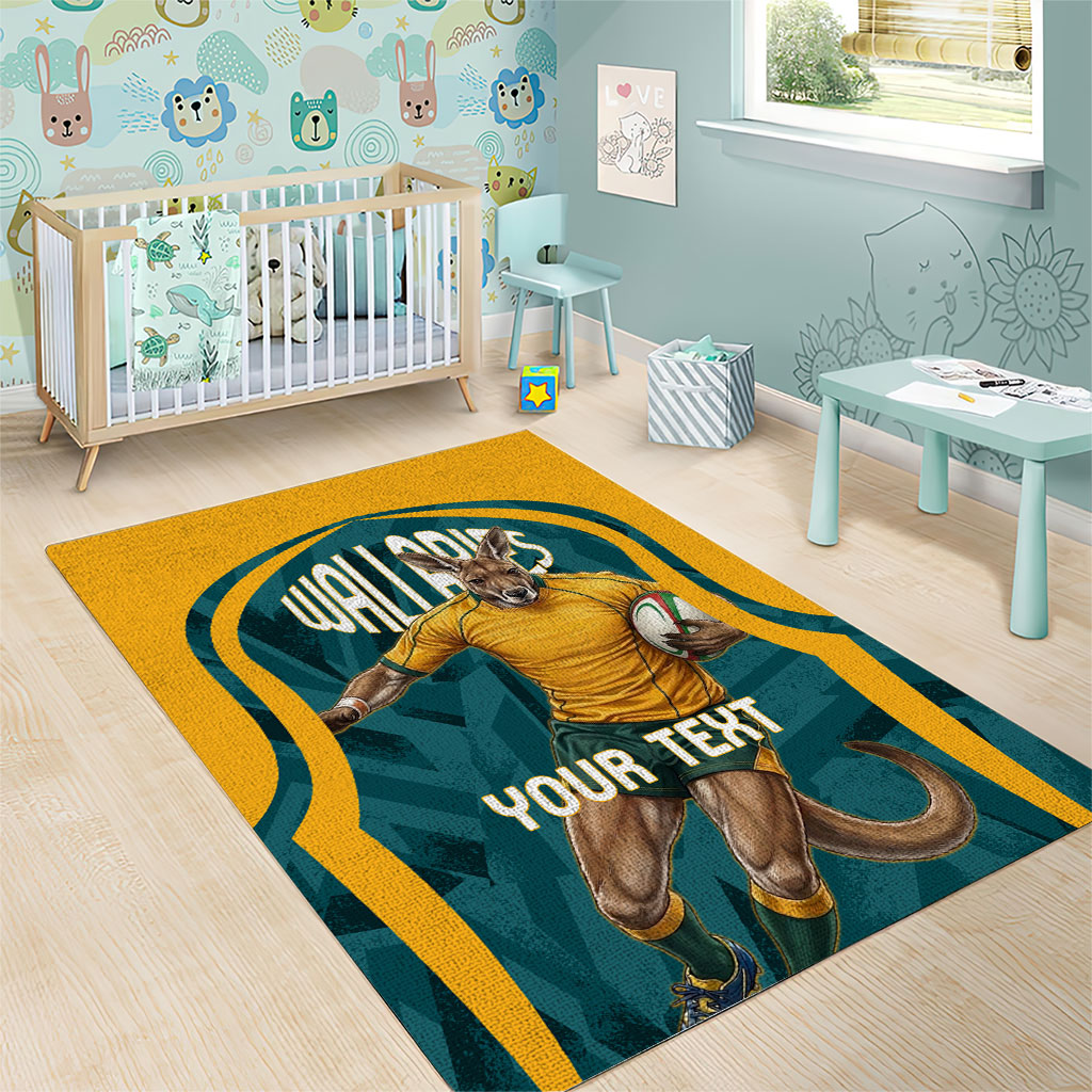 Personalized Wallabies Rugby Area Rug Australian Wallaby Kangaroo Team Graphic