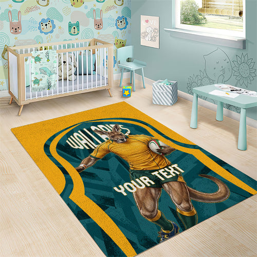 Personalized Wallabies Rugby Area Rug Australian Wallaby Kangaroo Team Graphic