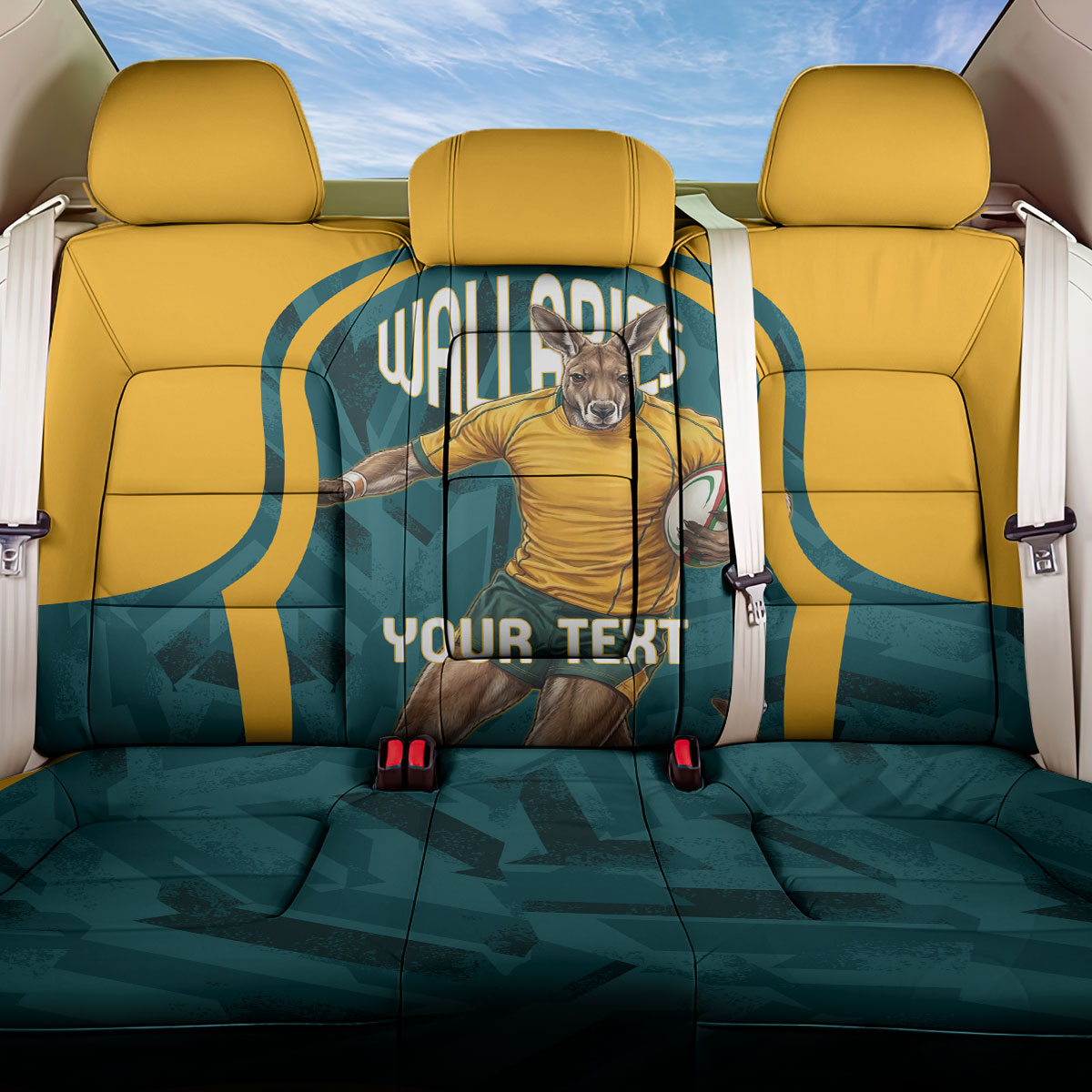 Personalized Wallabies Rugby Back Car Seat Cover Australian Wallaby Kangaroo Team Graphic