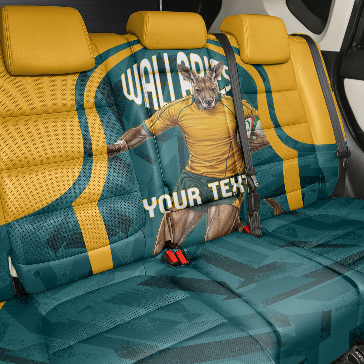 Personalized Wallabies Rugby Back Car Seat Cover Australian Wallaby Kangaroo Team Graphic
