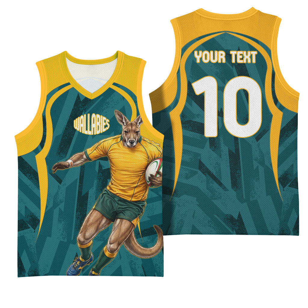 Personalized Wallabies Rugby Basketball Jersey Australian Wallaby Kangaroo Team Graphic