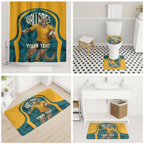 Personalized Wallabies Rugby Bathroom Set Australian Wallaby Kangaroo Team Graphic