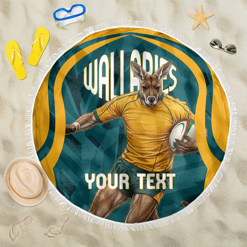 Personalized Wallabies Rugby Beach Blanket Australian Wallaby Kangaroo Team Graphic