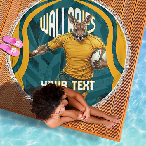 Personalized Wallabies Rugby Beach Blanket Australian Wallaby Kangaroo Team Graphic