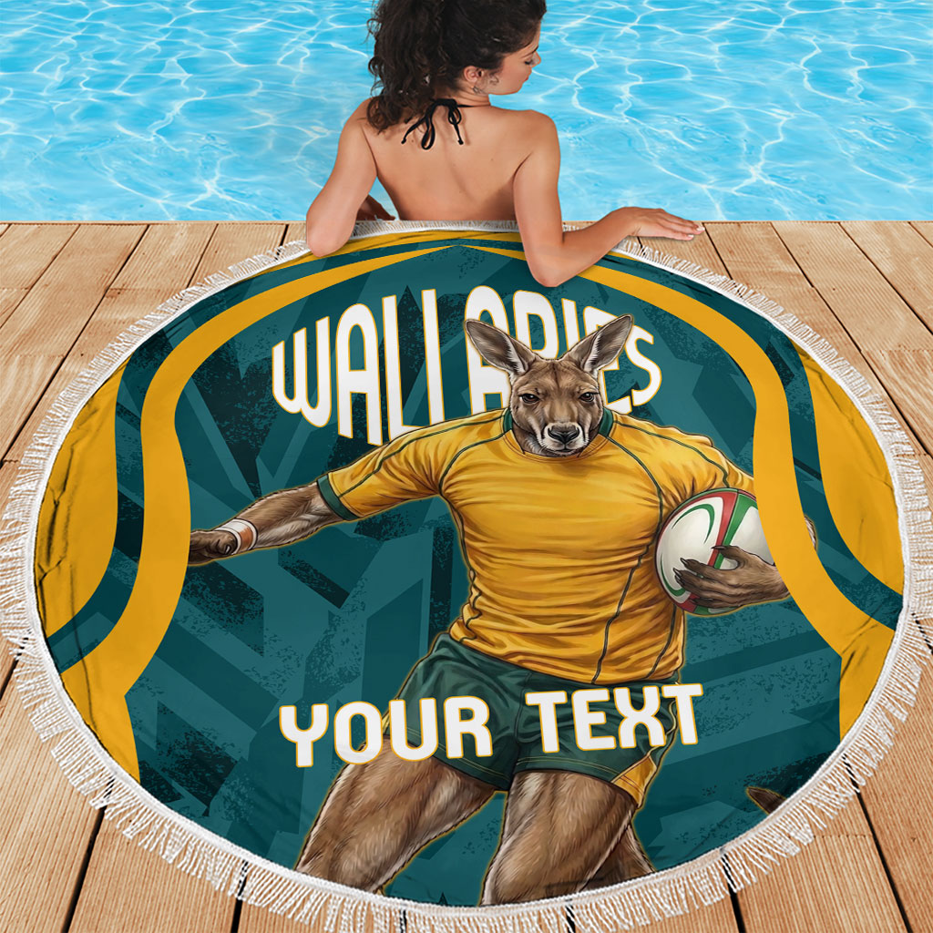 Personalized Wallabies Rugby Beach Blanket Australian Wallaby Kangaroo Team Graphic