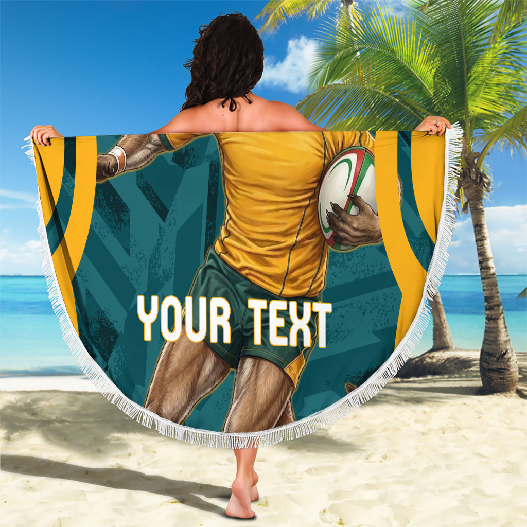 Personalized Wallabies Rugby Beach Blanket Australian Wallaby Kangaroo Team Graphic