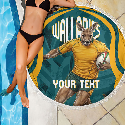 Personalized Wallabies Rugby Beach Blanket Australian Wallaby Kangaroo Team Graphic