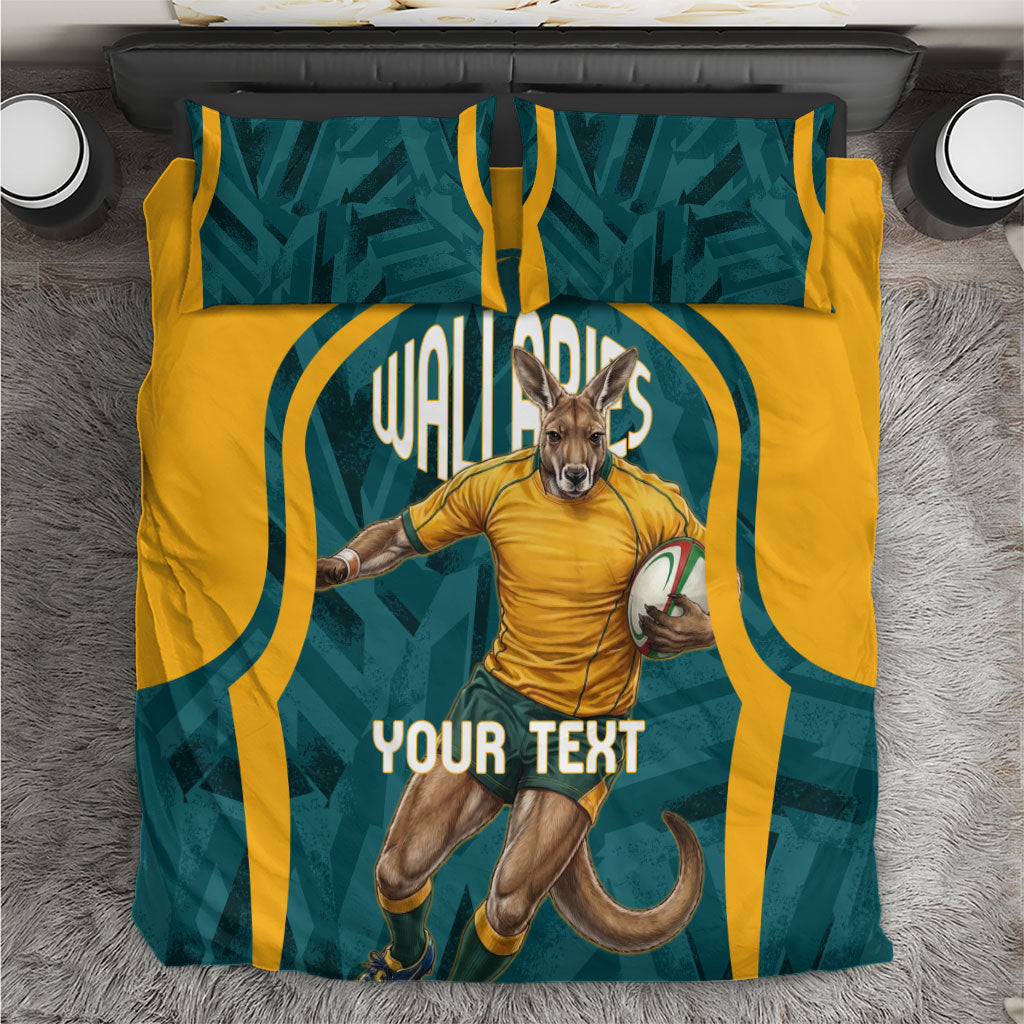 Personalized Wallabies Rugby Bedding Set Australian Wallaby Kangaroo Team Graphic