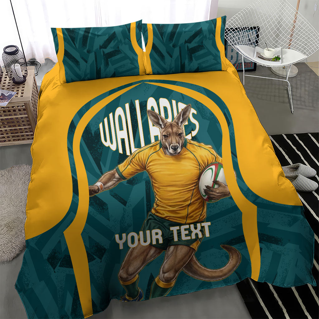 Personalized Wallabies Rugby Bedding Set Australian Wallaby Kangaroo Team Graphic