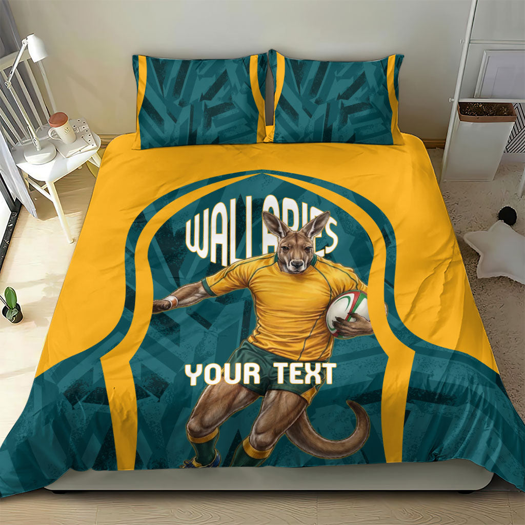 Personalized Wallabies Rugby Bedding Set Australian Wallaby Kangaroo Team Graphic