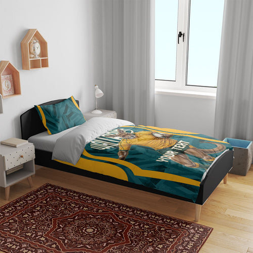 Personalized Wallabies Rugby Bedding Set Australian Wallaby Kangaroo Team Graphic
