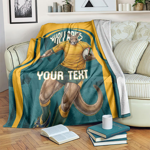 Personalized Wallabies Rugby Blanket Australian Wallaby Kangaroo Team Graphic
