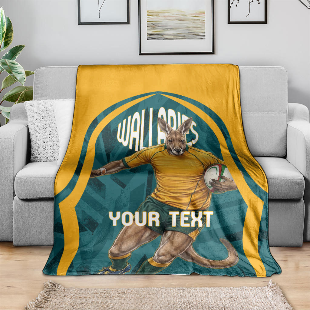 Personalized Wallabies Rugby Blanket Australian Wallaby Kangaroo Team Graphic
