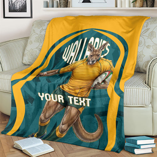 Personalized Wallabies Rugby Blanket Australian Wallaby Kangaroo Team Graphic
