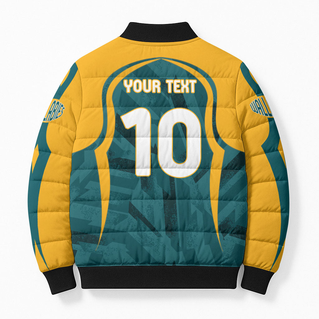 Personalized Wallabies Rugby Bomber Puffer Jacket Australian Wallaby Kangaroo Team Graphic