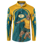 Personalized Wallabies Rugby Button Sweatshirt Australian Wallaby Kangaroo Team Graphic