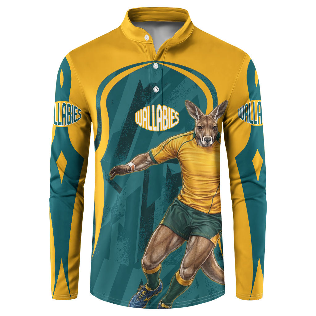 Personalized Wallabies Rugby Button Sweatshirt Australian Wallaby Kangaroo Team Graphic