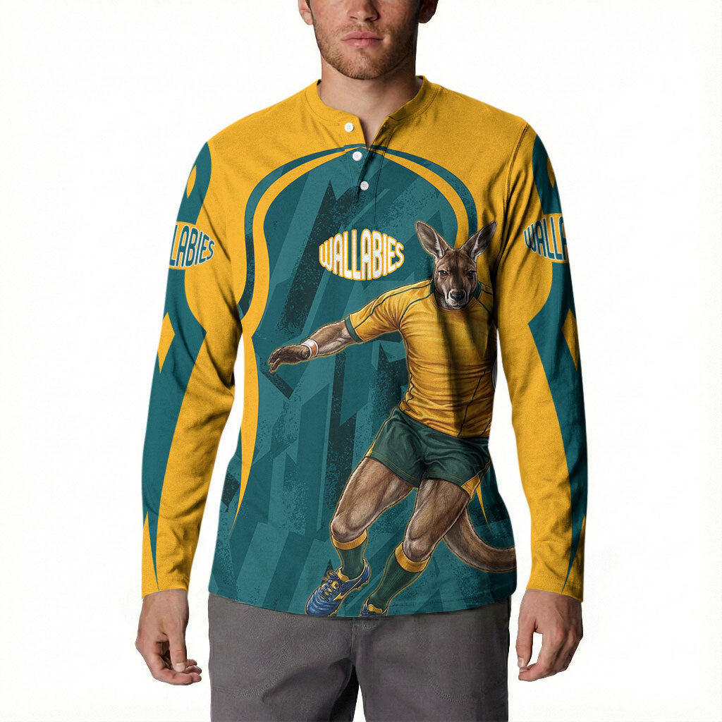 Personalized Wallabies Rugby Button Sweatshirt Australian Wallaby Kangaroo Team Graphic