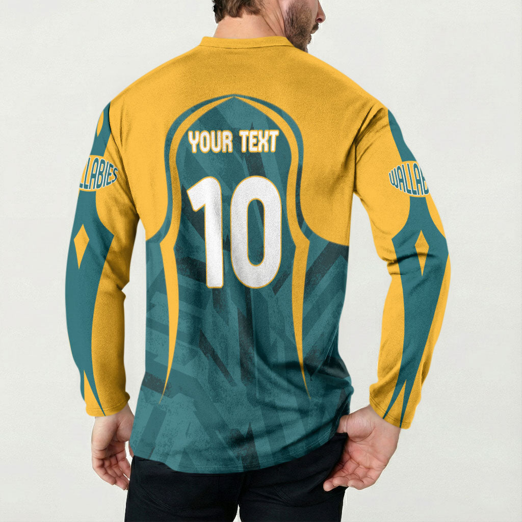Personalized Wallabies Rugby Button Sweatshirt Australian Wallaby Kangaroo Team Graphic