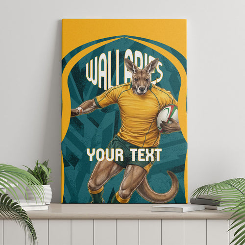 Personalized Wallabies Rugby Canvas Wall Art Australian Wallaby Kangaroo Team Graphic